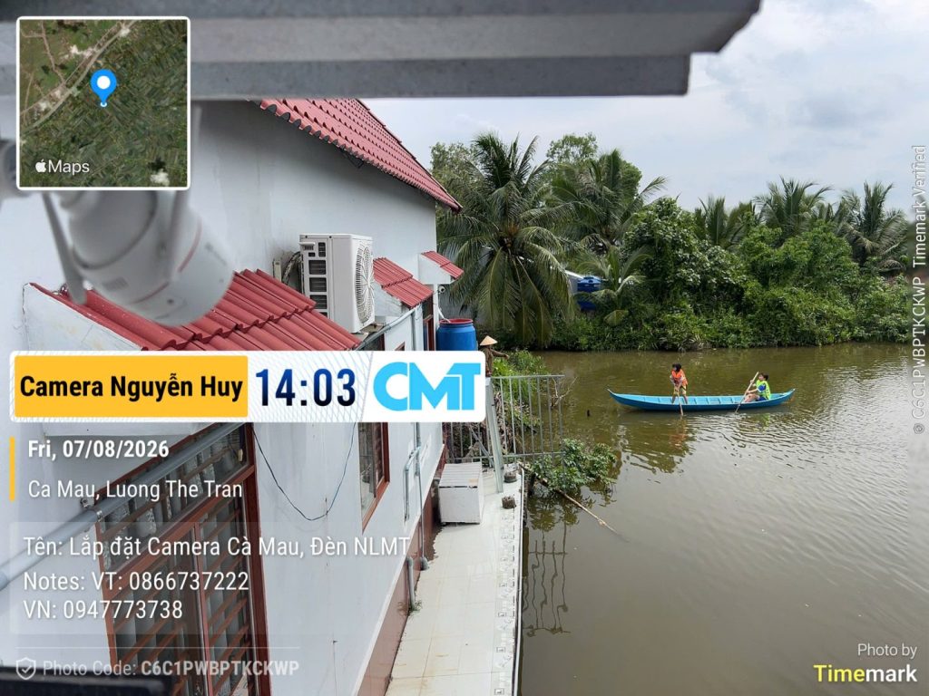 Đội kỹ thuật Camautech lắp camera Ezviz Cà Mau model H3C Pro cho khách hàng